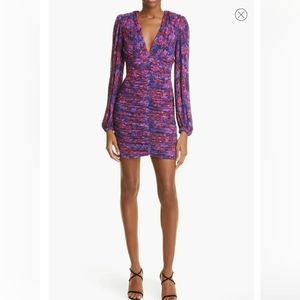NWT Rebecca Vallance Cherry Bomb Floral Shirred long sleeve minidess size 4